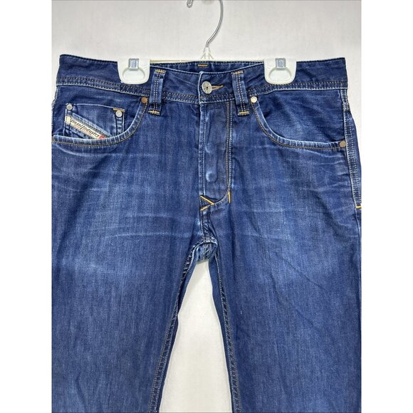 Diesel Jeans Larkee Straight Button Fly Blue Men's 29 X 32 Dark Wash Denim - Picture 2 of 16